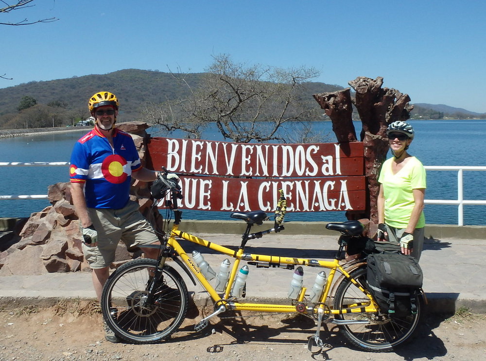 Dennis and Terry Struck with the Bee at Dique la Ciénga in Jujuy, Argentina.